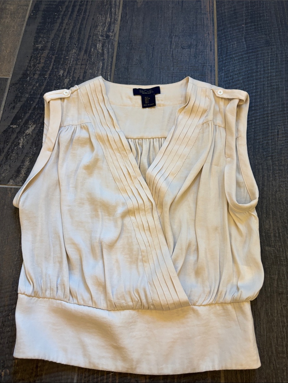 RACHEL Rachel Roy Cream Pleated Wrap-Front Sleeveless Camisole